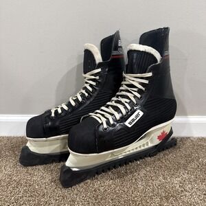 Vintage Bauer Hockey Skates Pro Player 600 Men's Black Size 9.5 Made In Canada